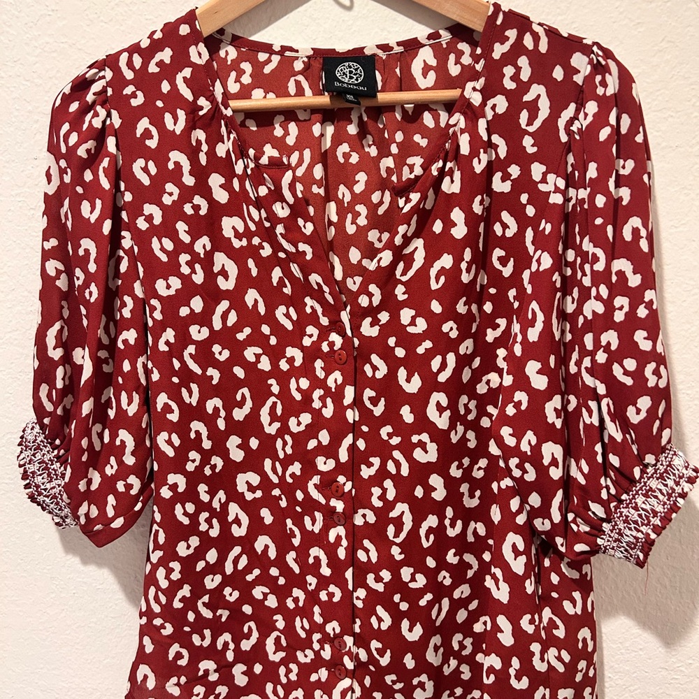 Red Leopard Print Blouse